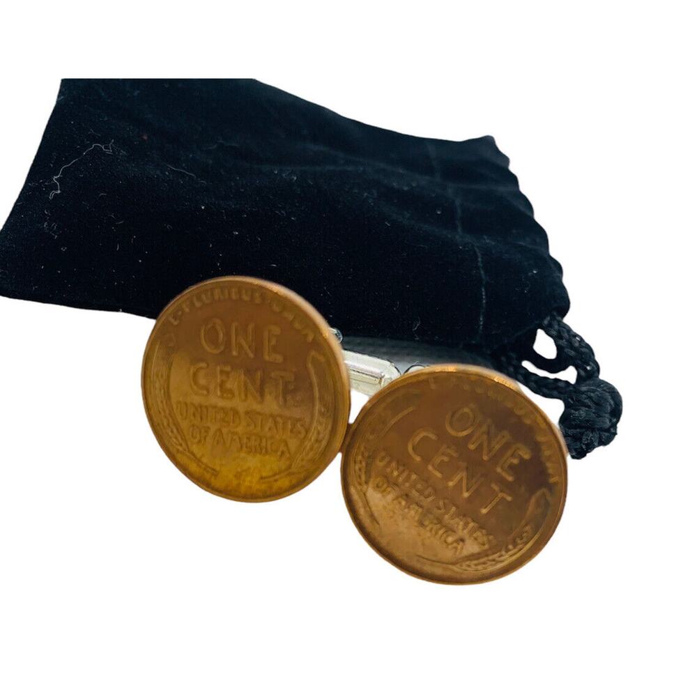 Men's‎ Cufflinks Wheat Penny Bullet Back Design (Leverback) New Handcrafted